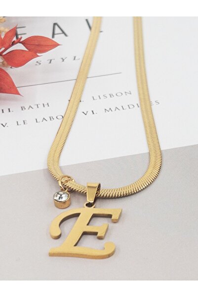 Siya Silver Kararmaz Çelik Zirkon Taşlı İtalyan Zincirli Harfli Kolye