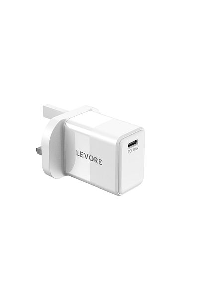 Levore Wall Charger 20W USB-C PD Adapter- White