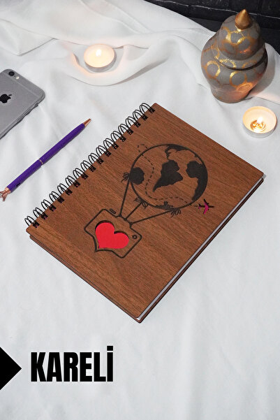 markcat دفتر ملاحظات ذو طابع بالون طائر بغطاء خشبي - جدول أعمال/كتاب مدرسي - ...