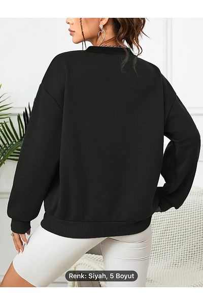 NEW TRENDY COLLECTİON Comfortable Sweater for Women, Knit Fabric, Round Neck, Printed Design, Fashion Adult Top, Seasonal