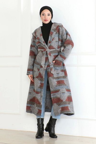 Nevayla Moda Winter Pattern Lumberjack Belted Cap / Claret Red - F0505
