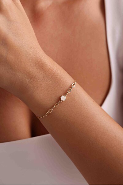 Bayar Gold 14 Ayar Altın Hexa Bileklik