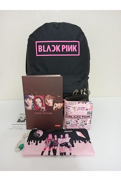 Alanç Gift Black Pink Piercing - Li Chain School Backpack and Gift Set