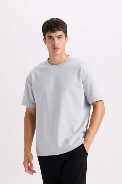 DeFacto Μπλουζάκι με κοντό μανίκι Oversize Wide Fit Crew Neck Basic