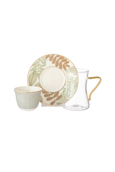 Dania Tea and coffee set, 18 pieces, colored leaves