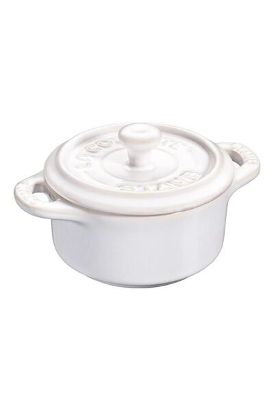 STAUB CERAMIQUE MİNİ DÖKÜM TENCERE FİLDİŞİ 10 CM 200 ML YUVARLAK - 405119970