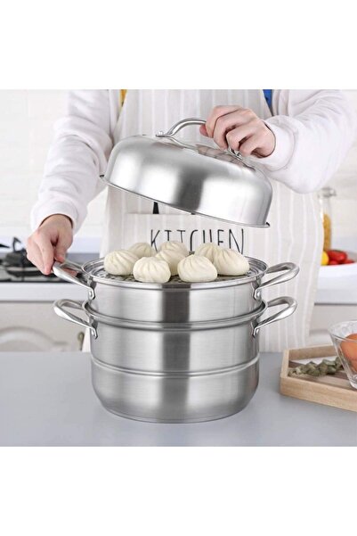 SOFT Paslanmaz Çelik Buharlı Mantı Pişirici Seti Sos Tenceresi Ve Kuart Buhar...
