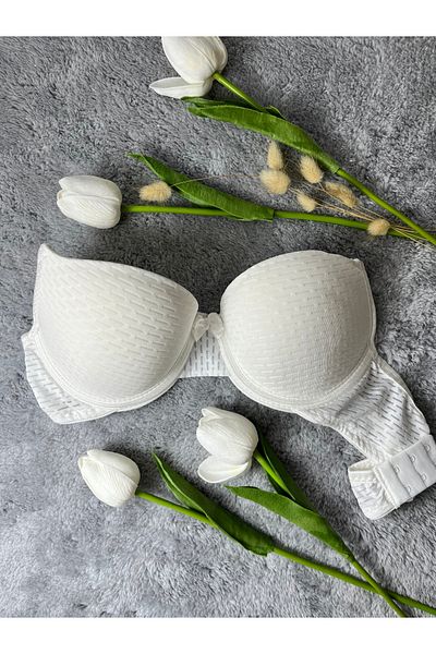 MİSTİRİK Blera Model Women's Double Push-Up Upright Holding Underwire Bustier Ecru Color01