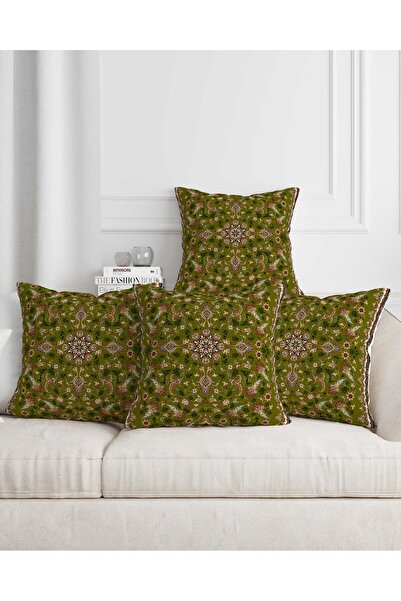 Şah Dekor طقم هدية مطبوع رقميًا باللون الأخضر والأحمر من Iranian Kilim مكون م...