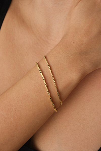 ESBAFLOR مجموعة من قطعتين من الفولاذ - صندوق دفعة، مربع ومستطيل، سوار سلسلة، غير تشويه 17+4 سم و 21 سم