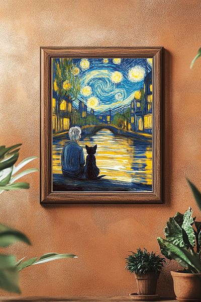 Taranist Poster - Van Gogh Starry Night Starry Night Cat
