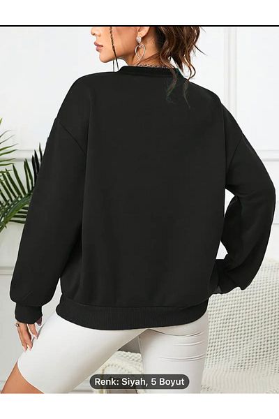 NEW TRENDY COLLECTİON Comfortable Sweater for Women, Knit Fabric, Round Neck, Printed Design, Fashion Adult Top, Seasonal