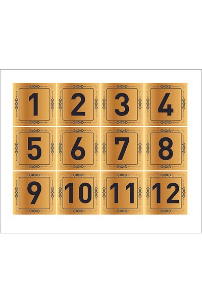 sıradışıhediyem Circle Door Number Table Number Cabinet Number Gold Silver Metal 1 Den to 12