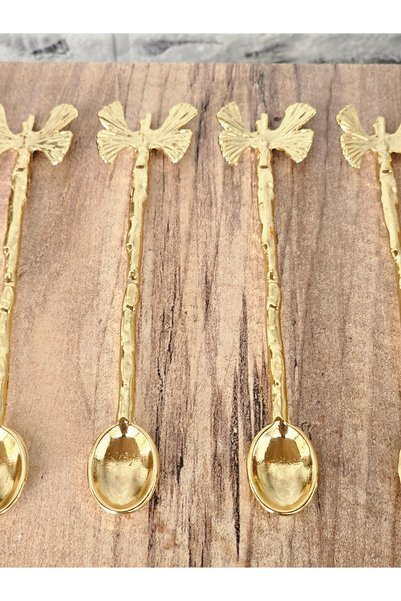 atabey home 6-Piece Butterfly-Detail Gold Teaspoon Set - Decorative Spoon (Read the Description)