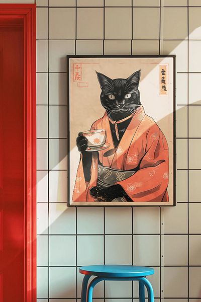 Taranist Αφίσα - Ιαπωνική τέχνη Cat Cat Decor