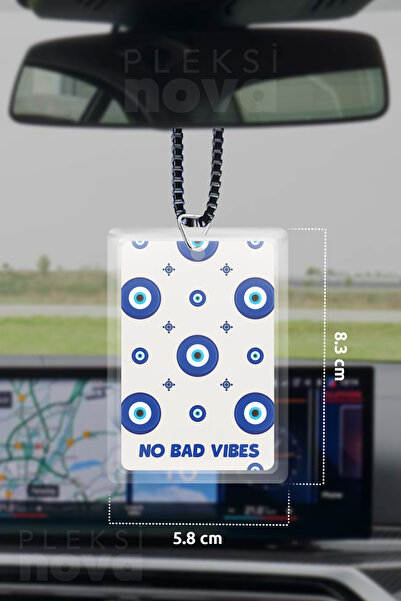 Pleksinova No Bad Vibes Nazar Boncuğu Desenli Araba Süsü Dikiz Aynası Süsü