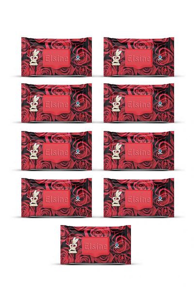 Elsine 9 Pack Red Rose Wet Towels 90 Pieces with Lids Rose Scented