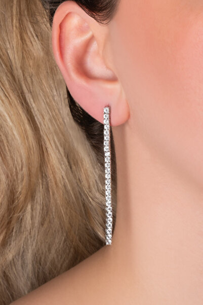 So CHIC... Davet Şıklığı 18 Ayar Beyaz Altın Kaplama Gümüş Su Yolu Küpe