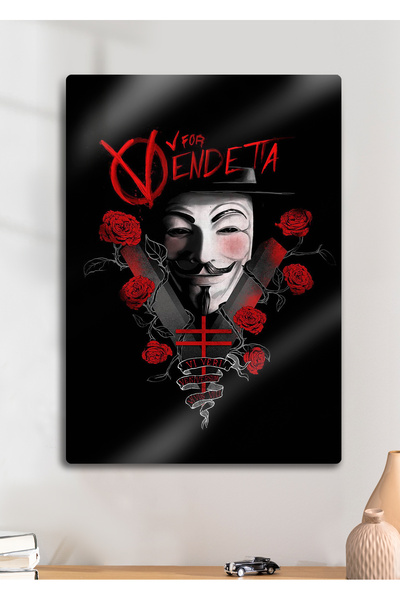 DekorHane V for Vendetta - Metal Baskı Dekoratif Tablo