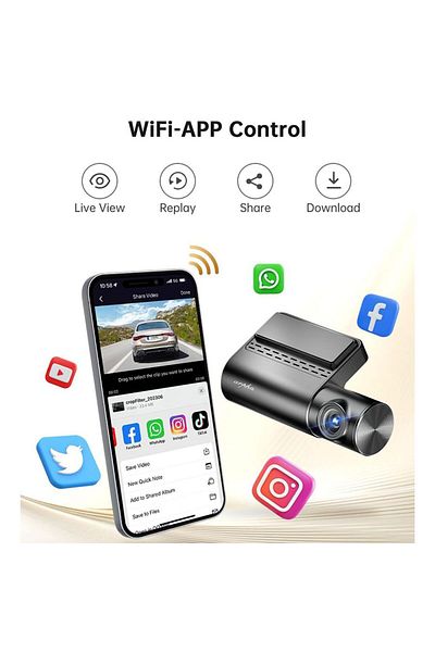 Arpha Dash Cam Car 2K One Channel Front A12 - Black