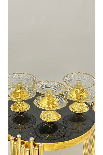 USD HOME Set of 6 Butterfly Accessories Gold Legs Cake Cookie Dessert Presentation Serving Plates 13 cm