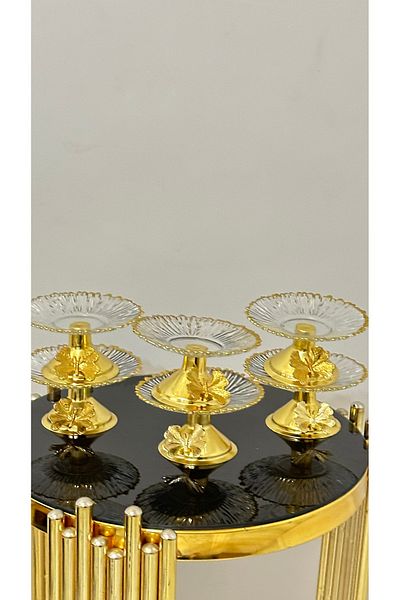USD HOME Set of 6 Butterfly Accessories Gold Legs Cake Cookie Dessert Presentation Serving Plates 13 cm
