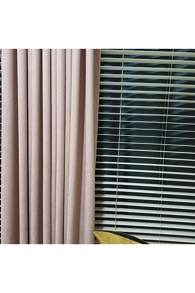 venedik home Luxury Velvet Textured - Straight Stitching Extraphore Drawstring, 1St Quality Fabric, Powder Color Island Background Curtain