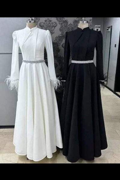 N.Y.YILDIZ Rochie de seară neagră cu fustă evazată din tafta tare Star Distinguished