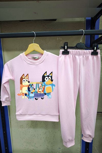 endudu Bluey Kids 2-Piece Set - Flim Character Stripe Cotton Unisex Kindergarten and Nursery Set