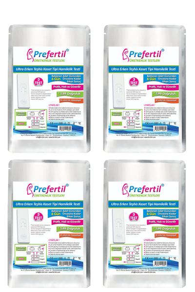 Prefertil Ultra Erken Teşhis Gebelik/hamilelik Kaset Test - [ 4 Paket = 12 Test ] - Yeni !