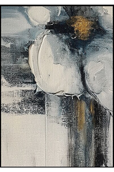 Harikabirev HARİKABİREV|GRİ-SARI RENK SOYUT ÇİÇEK KOMBİNİ |TEMPERLİ ÇERÇEVELİ CAM TABLO  2Lİ DİKEY