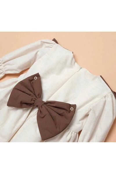 Karan Kids Rochie de in pentru fete, ecru, cu mâneci lungi, cu detaliu inimă