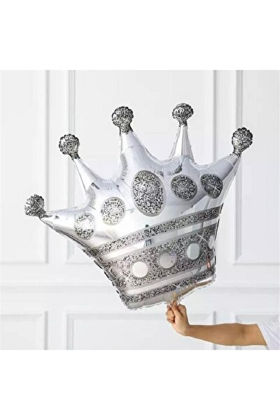 PARTİ AŞKI Kral Taçı Folyo Balon & Doğum Günü Balonu (Gümüş 73*67 Cm)