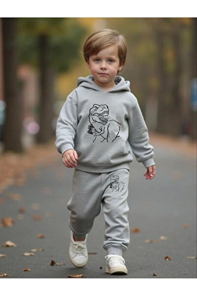 RENNA KİDS Σετ φόρμας με κουκούλα και στάμπα δεινοσαύρων για αγόρια
