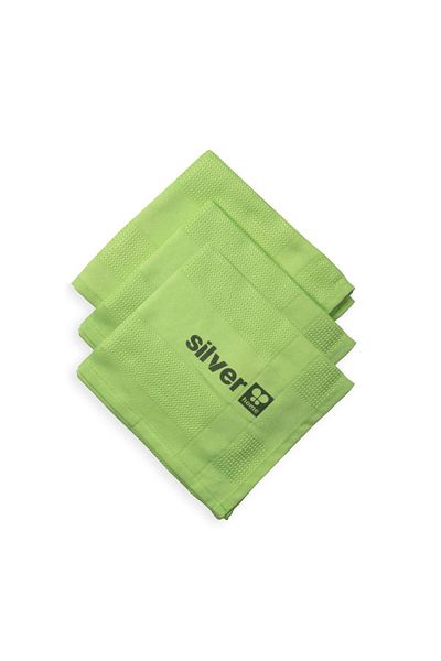 Silver Microfiber 3-Piece Decorative Glass Cloth 42x68cm - Green