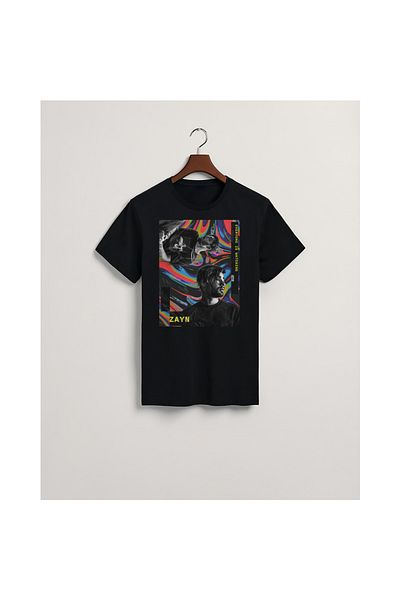 MarkaTurko Zayn-305-25 Tricou unisex din bumbac pieptănat cu design special negru