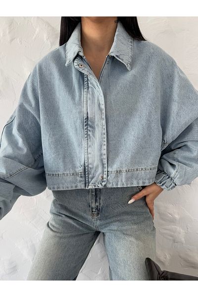 Ekim Store Jachetă din denim cu mâneci cu balon