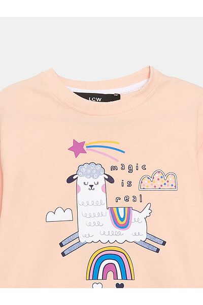 LC Waikiki Crew Neck Printed Girl's Sweatshirt