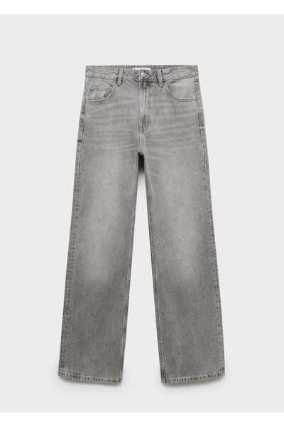 MANGO Woman Düz kesim orta bel Miami jean pantolon