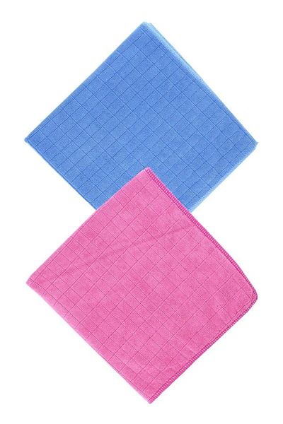 Silver Universal Checkered 2Pcs 50X70 cm Microfiber Cleaning Cloth - Blue/Pink