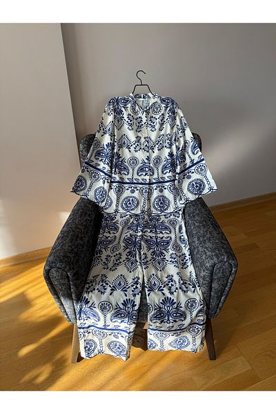 Natavanbutık Elegant Harmony Patterned Bottom Top Suit
