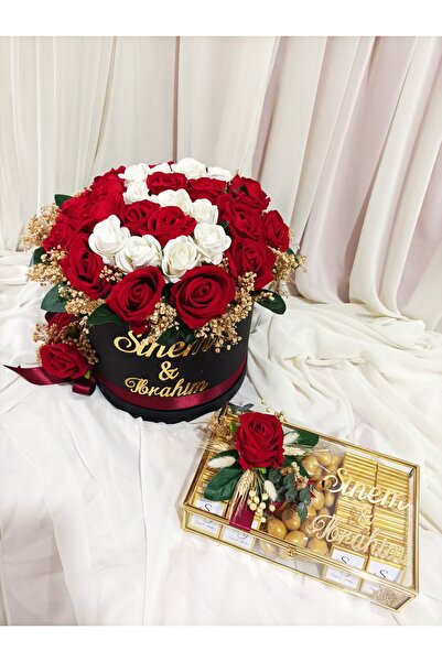 Destina Tasarım Baş Harfli Kırmızı Gül Kız İsteme Çiçeği Çikolatası/ Söz Çiçe...