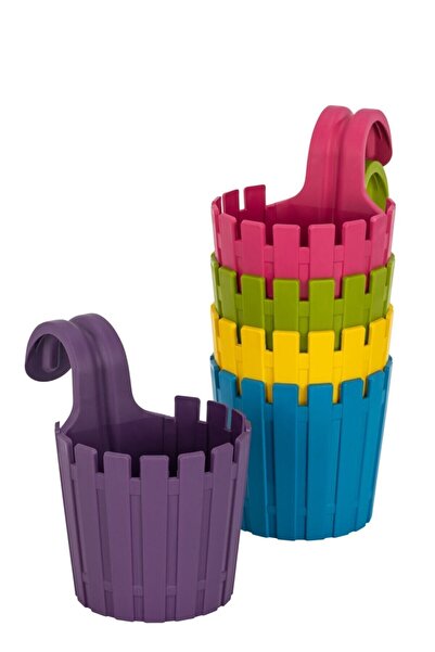 Poliwork 1 Adet Balkon Saksı Tekli Kolay Askı Mor 1,5 Lt Denge Aparatlı