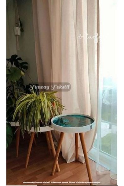TUNCAY TEKSTİL 100% Cotton Vintage Linen Curtain Simple Plain Natural Woven Sunshade Window Curtain Buldan