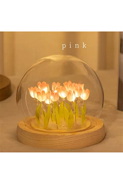 Happystore Yapay lale çiçek gece lambası el yapımı DIY başucu lambası LED gece lambası yatak odası dekoru