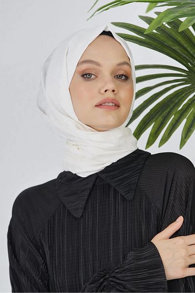 Sima Ecru Loryan Scarf Jacquard Goose Feet Shawl