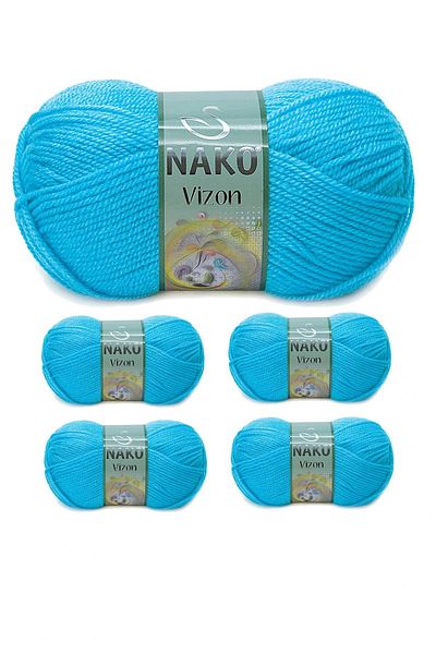 NAKO 5 Pieces Mink Premium Acrylic Hand Knitting Yarn Wool Color No:235 Evil Eye Bead