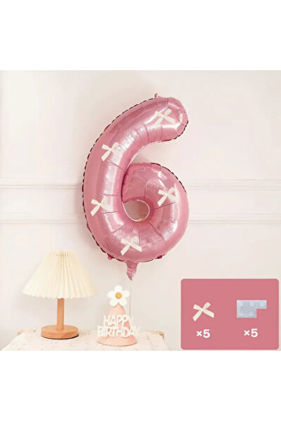 LOTUS PARTY Pink Number Balloon with White Ribbon - Pink Number Balloon with ...