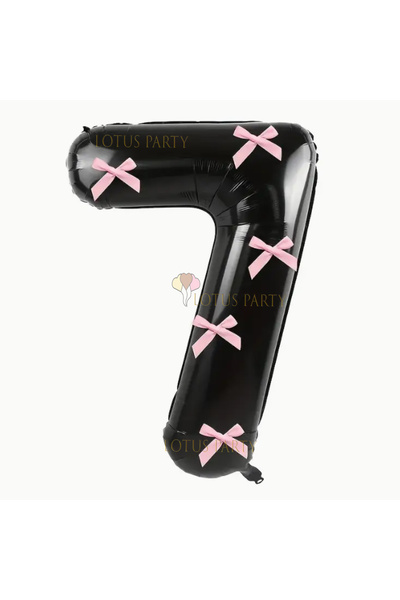 LOTUS PARTY بالون أسود بشريط وردي - بالون أسود بشريط وردي بعمر 7 سنوات