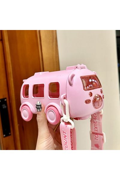 NegroBox Bus Design Portable Straw and Strap Lockable 500ml Water Bottle